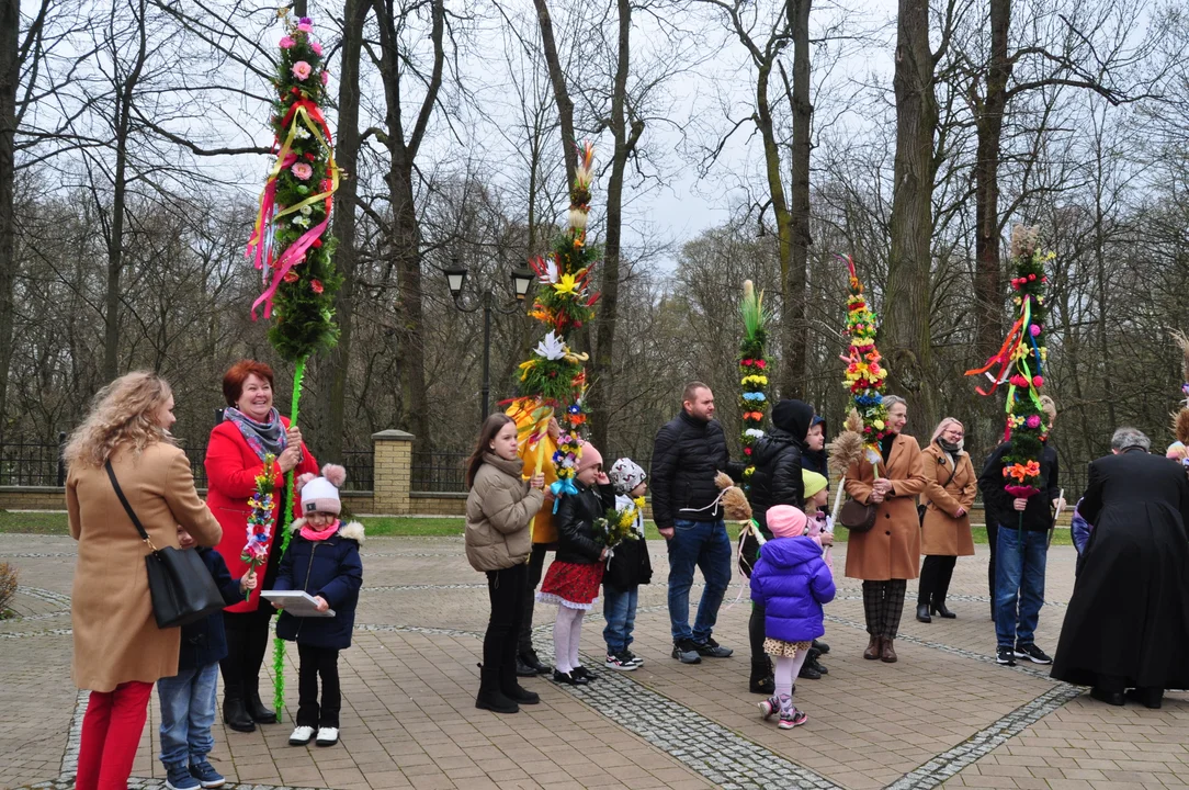 Parafianie w Przecławiu świętowali z pięknymi palmami własnego wykonania