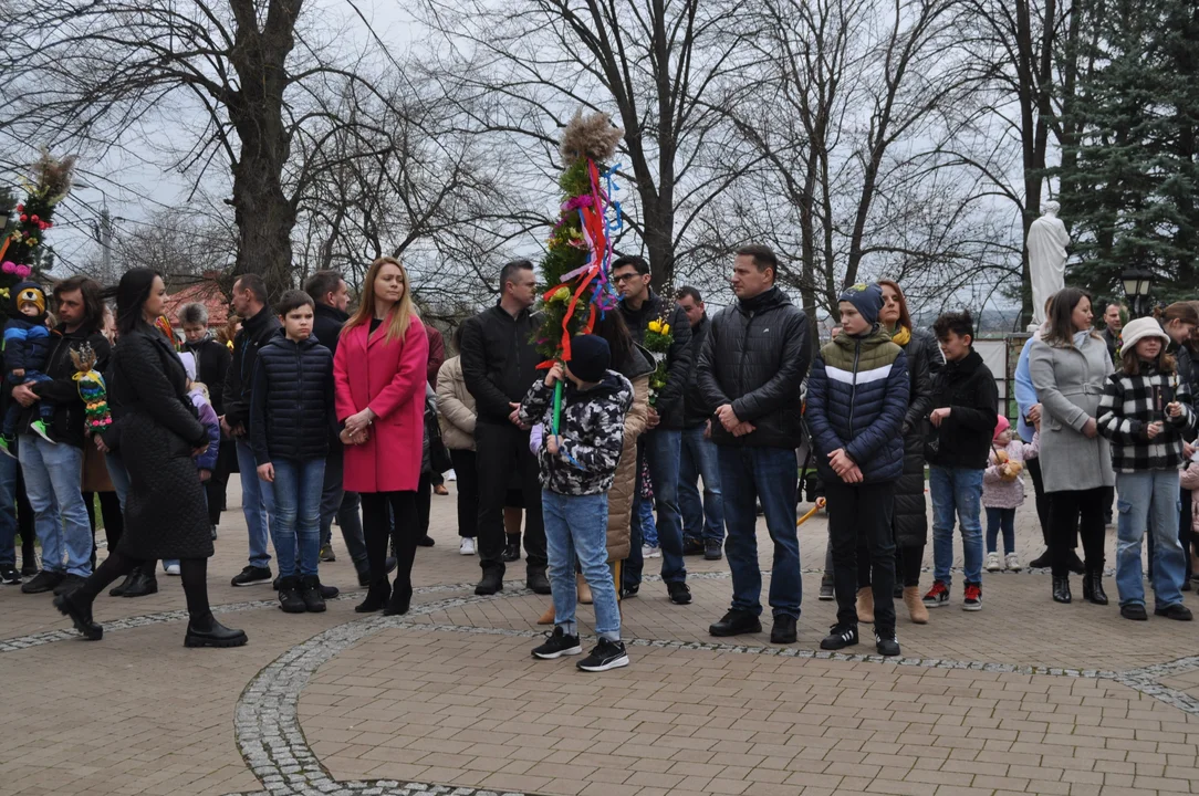 Parafianie w Przecławiu świętowali z pięknymi palmami własnego wykonania