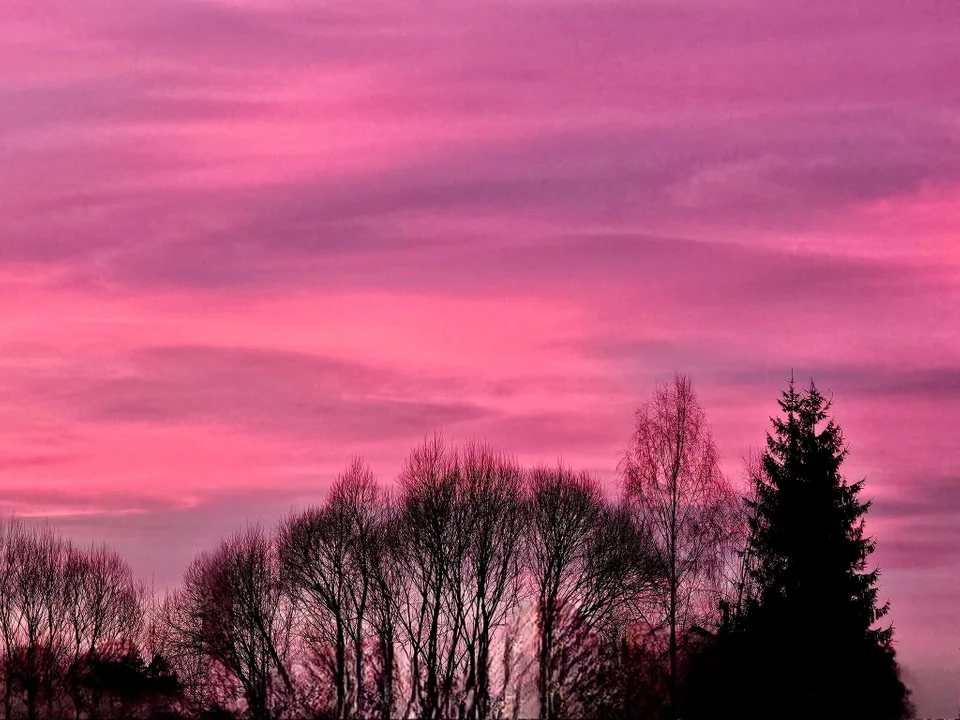 Różowe niebo nad Bieszczadami