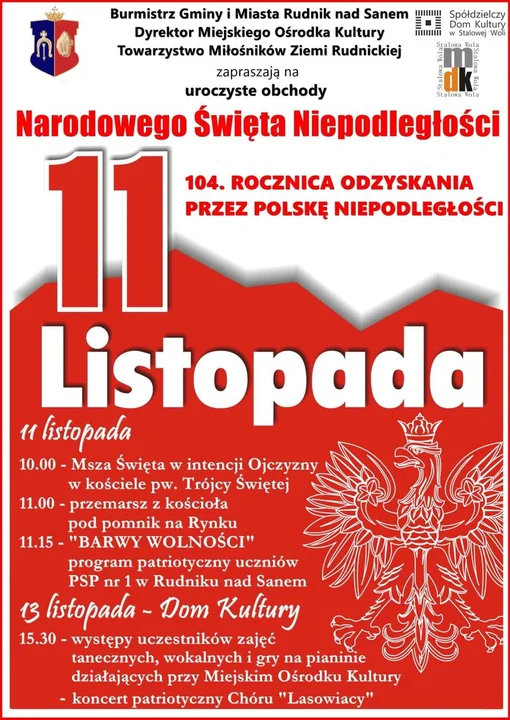 Narodowe Święto Niepodległości. Sprawdź, co będzie się działo na północy Podkarpacia