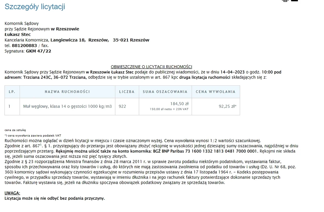 Domy, mieszkania, hale, węgiel oraz różne przedmioty od komorników na Podkarpaciu. Można je kupić za okazyjne ceny