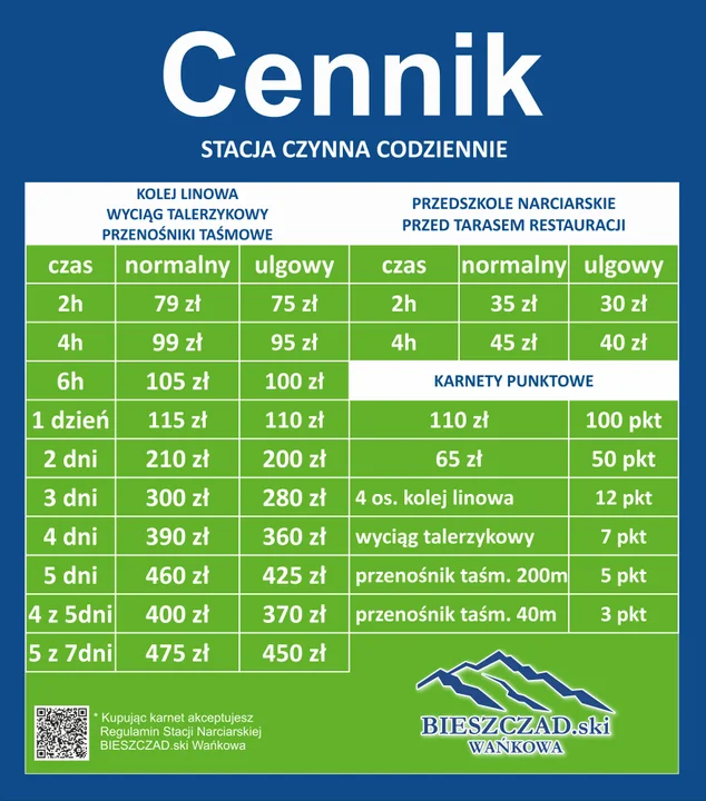 Ceny karnetów w ośrodkach narciarskich w Bieszczadach - 2025