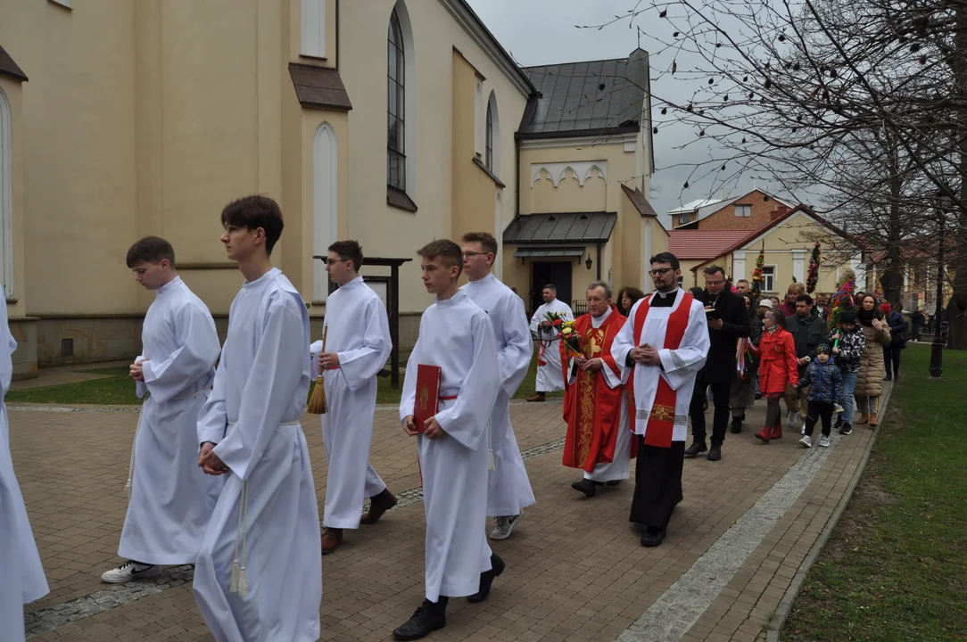 Parafianie w Przecławiu świętowali z pięknymi palmami własnego wykonania