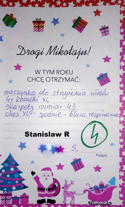 Listy do Świętego Mikołaja od mieszkańców DPS w Sanoku edycja VI