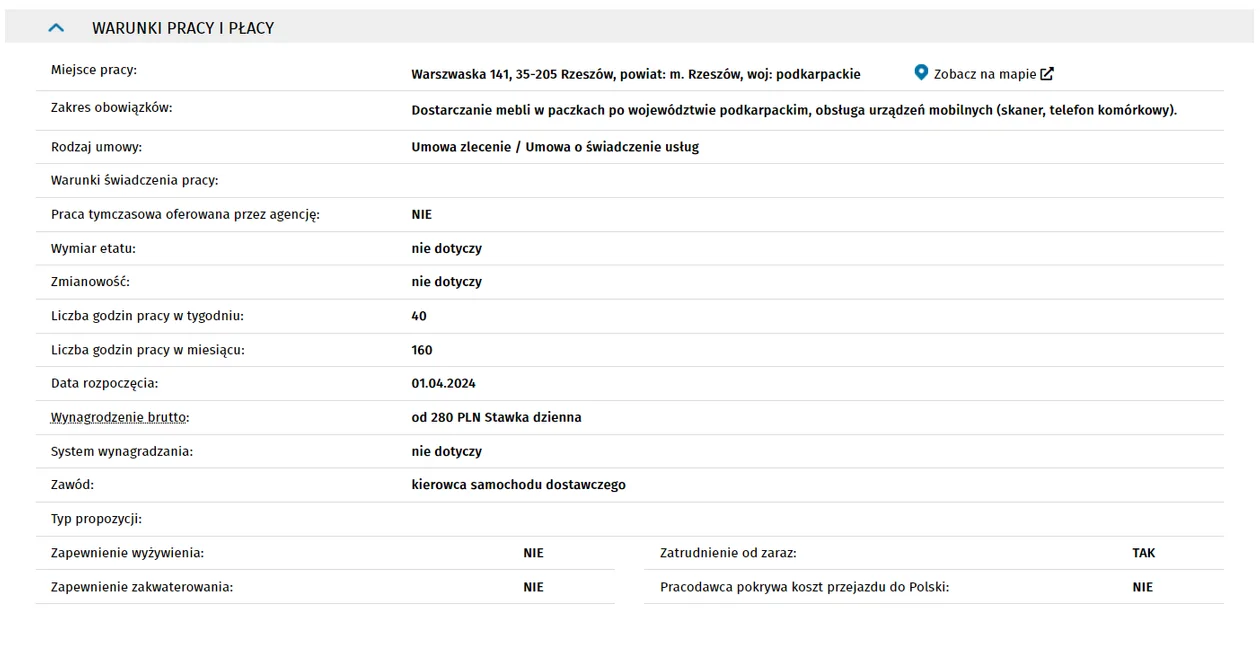 Oferta pracy: KIEROWCA / POMOCNIK KIEROWCY SAMOCHODU DOSTAWCZEGO DO 3,5 TONY