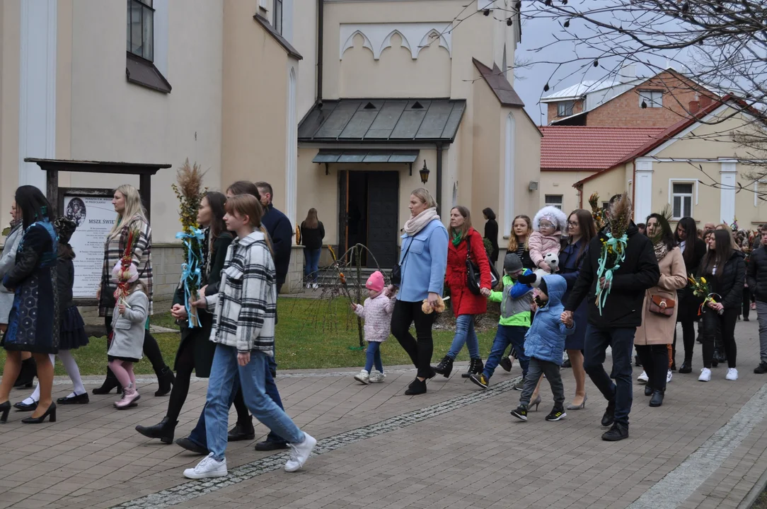 Parafianie w Przecławiu świętowali z pięknymi palmami własnego wykonania