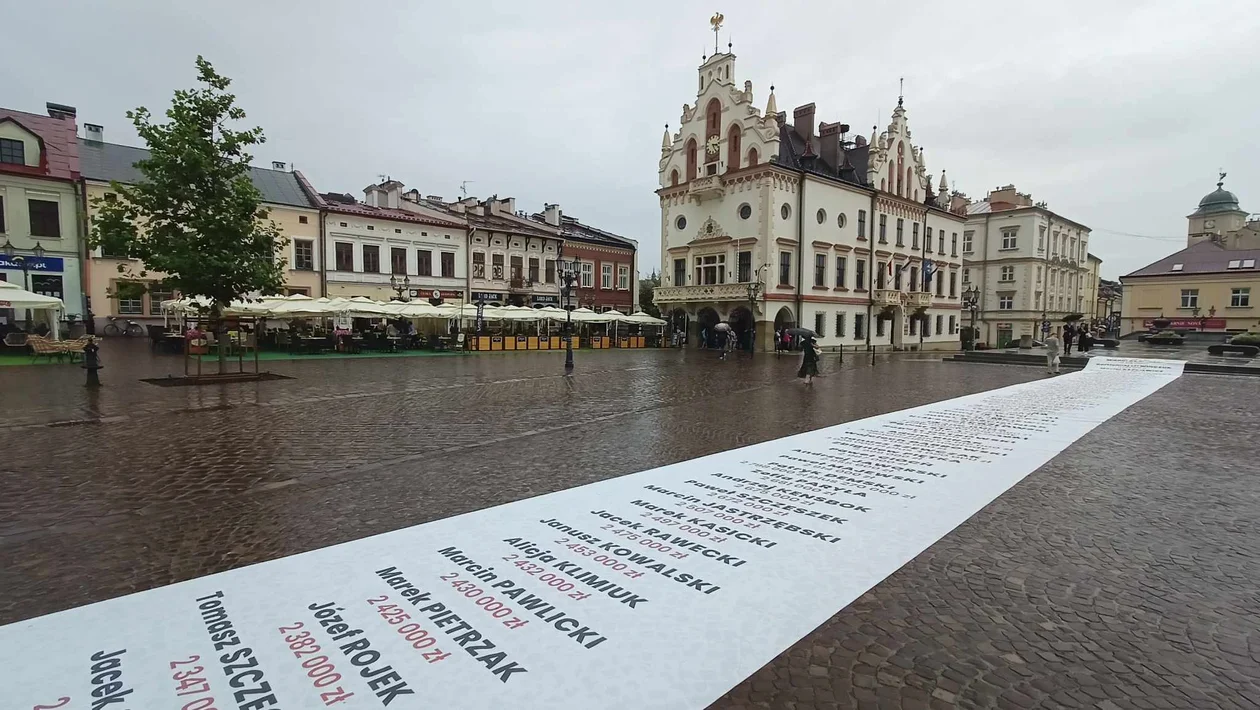 "Tłuste koty z PiS" ogromna rolka na Rynku w Rzeszowie [ZDJĘCIA] - Zdjęcie główne