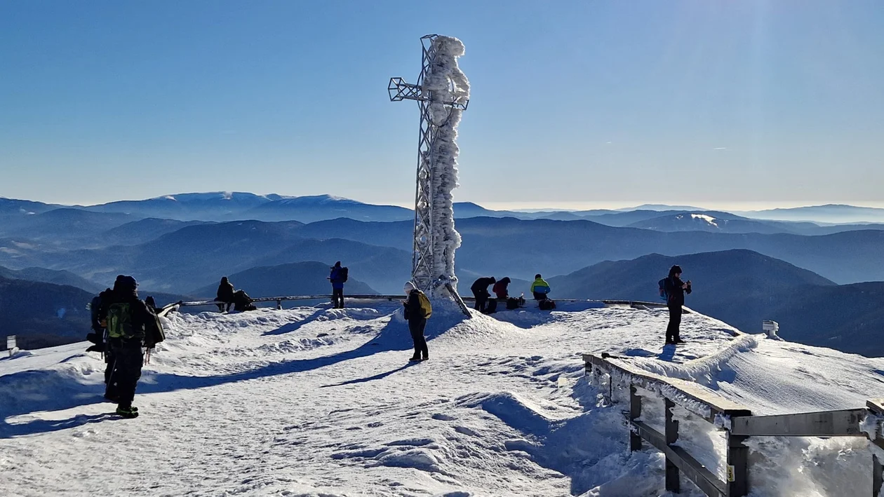 Najwyższy szczyt polskich Bieszczadów w promieniach słońca i mroźnego powietrza. Tak prezentuje się Tarnica zimą [ZDJĘCIA] - Zdjęcie główne