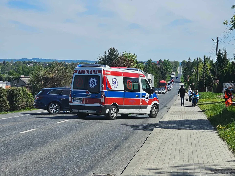 Zderzenie motocykla z osobówką w Miejscu Piastowym