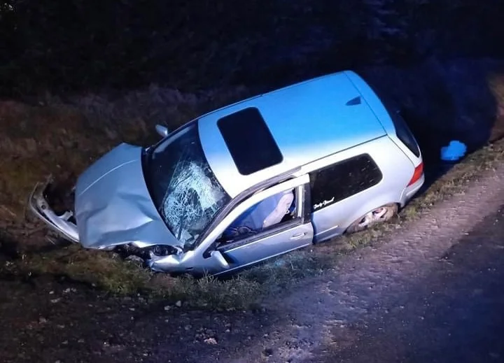 Nietrzeźwy, bez uprawnień 20-letni kierowca zjechał z drogi i uderzył w przepust [ZDJĘCIA] - Zdjęcie główne