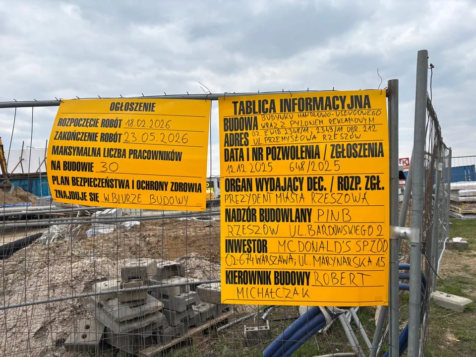 Budowa nowego McDonald`s w Rzeszowie
