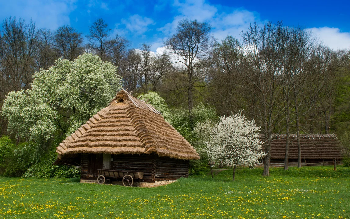 Sanocki skansen wiosną jest wyjątkowo piękny