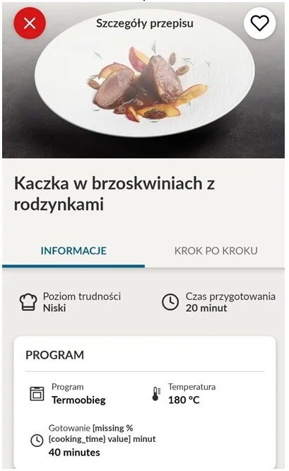 Kaczka w brzoskwiniach z rodzynkami