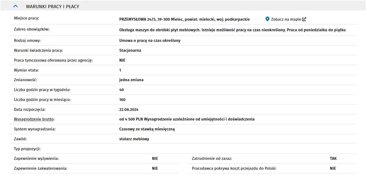 Oferta pracy: STOLARZ MEBLOWY