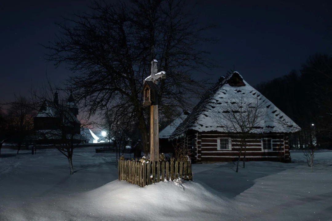 Skansen zimową porą