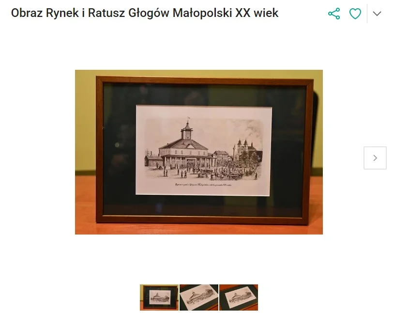Obraz Rynek i Ratusz Głogów Małopolski XX wiek