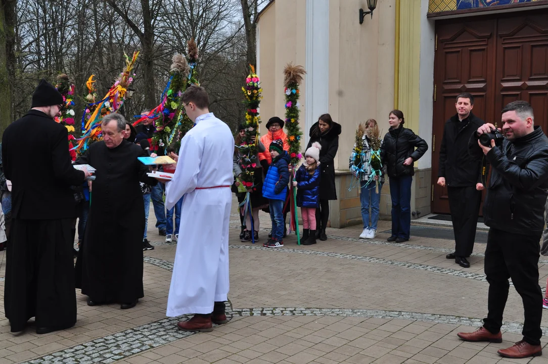 Parafianie w Przecławiu świętowali z pięknymi palmami własnego wykonania