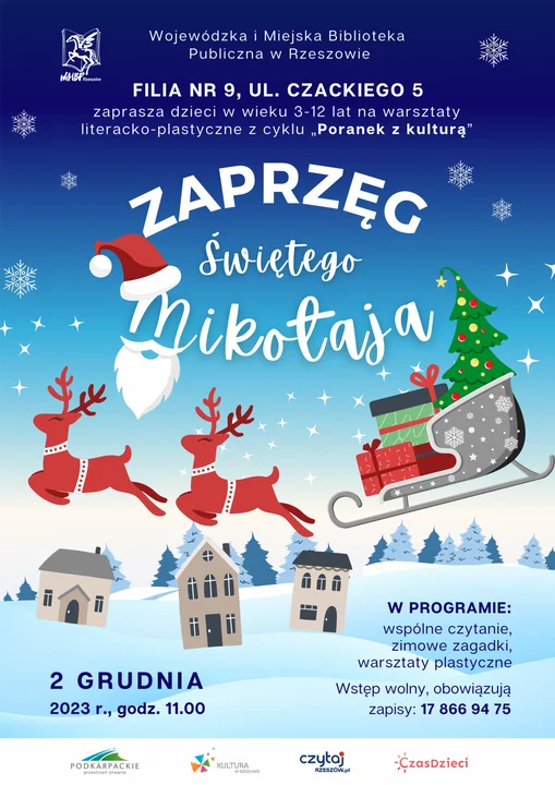 Zaprzęg Świętego Mikołaja: warsztaty literacko-plastyczne z cyklu „Poranek z kulturą”