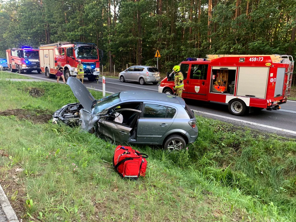 Wypadek na DK9 w Komorowie. Zderzenie samochodu osobowego i ciężarowego. Pas w kierunku Tarnobrzega zablokowany - Zdjęcie główne