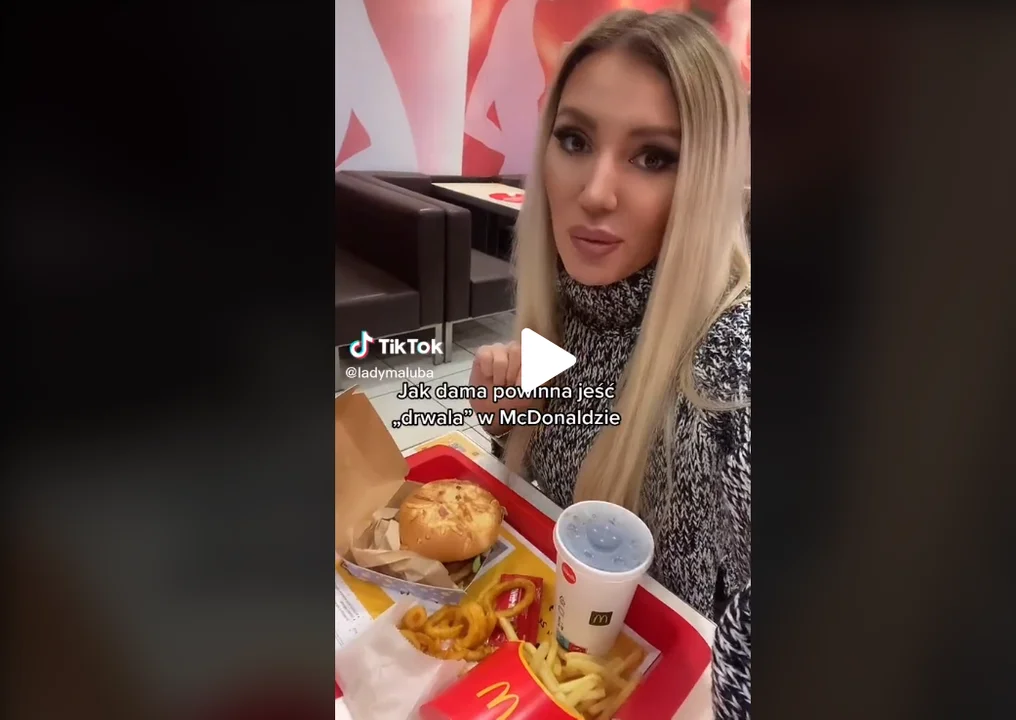 Drwal już w McDonald's. Znana mielczanka Maluba pokazuje jak powinna jeść go dama [WIDEO] - Zdjęcie główne