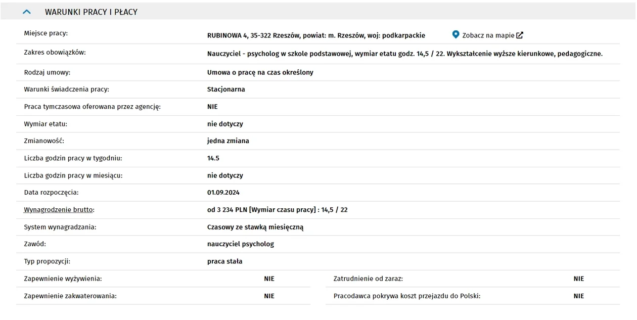 Oferta pracy: PSYCHOLOG W SZKOLE PODSTAWOWEJ