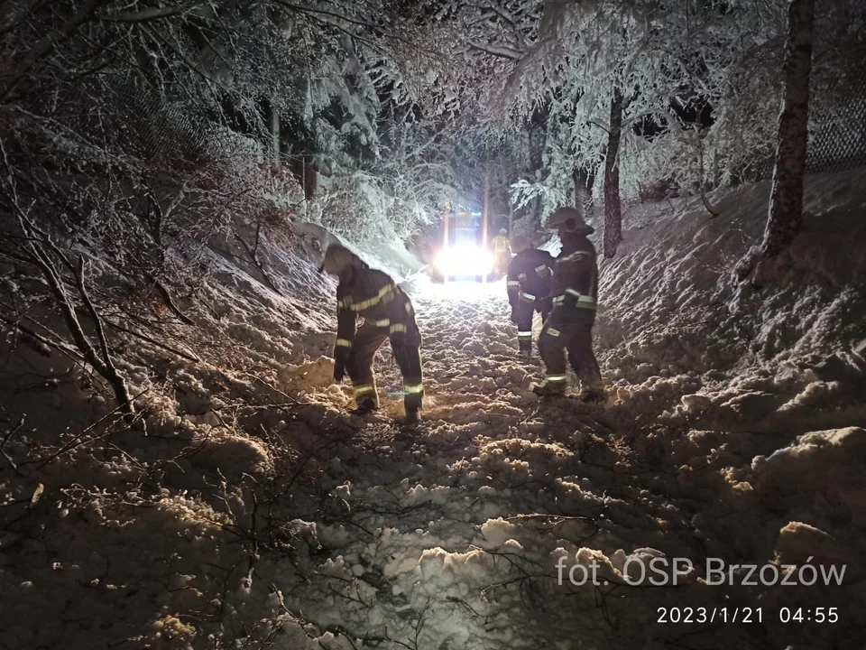 Trudne dni za strażakami z Podkarpacia. Silny wiatr, ciężki śnieg i mnóstwo szkód [ZDJĘCIA]