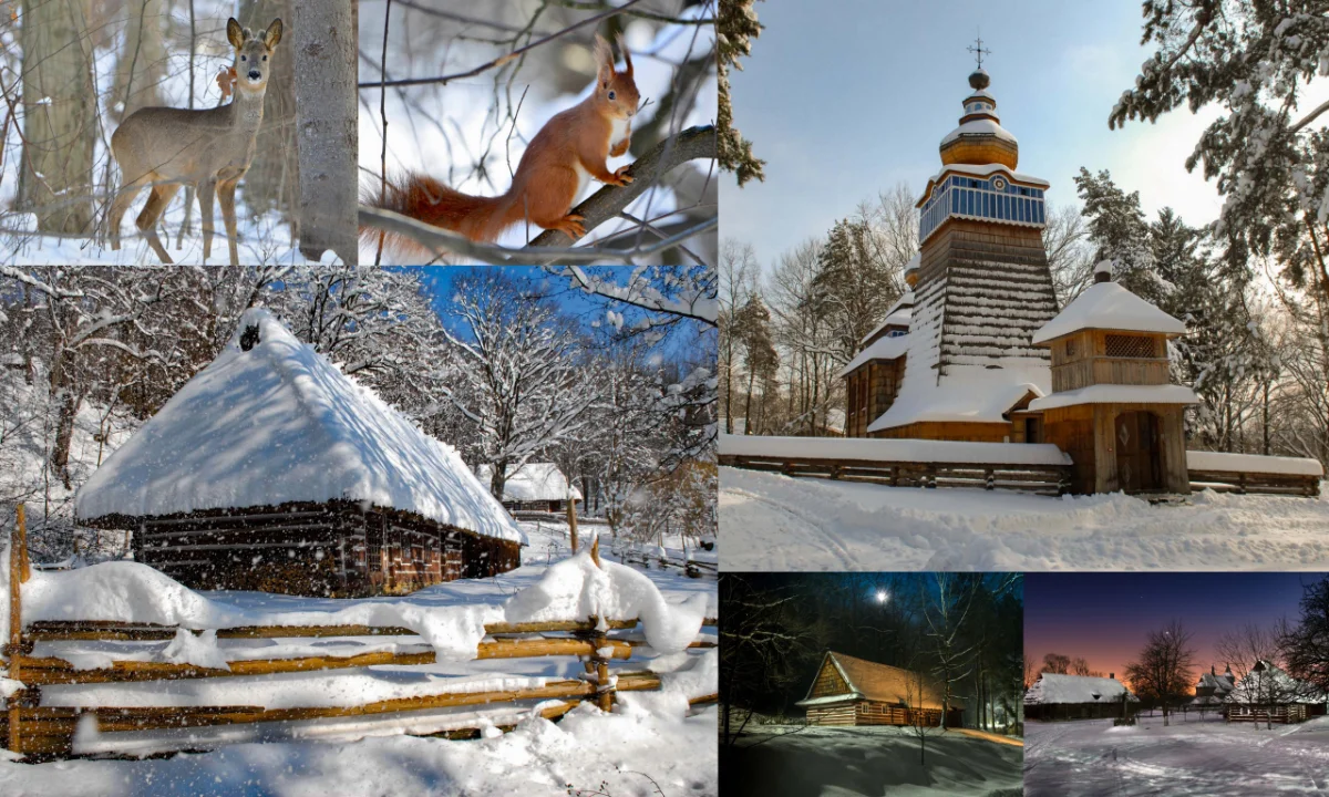 Skansen zimową porą