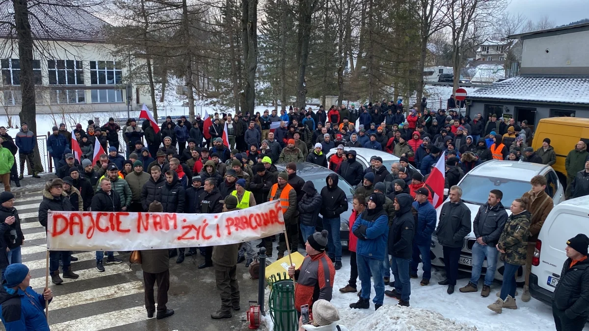 Protest w sprawie ograniczenia wycinki lasów w Bieszczadach. "Zulowcy" wyszli na ulice Ustrzyk Dolnych [ZDJĘCIA, WIDEO] - Zdjęcie główne