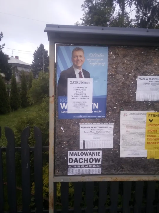 Zniszczone banery wyborcze jednego z kandydatów na wójta gminy Mielec [ZDJĘCIA]