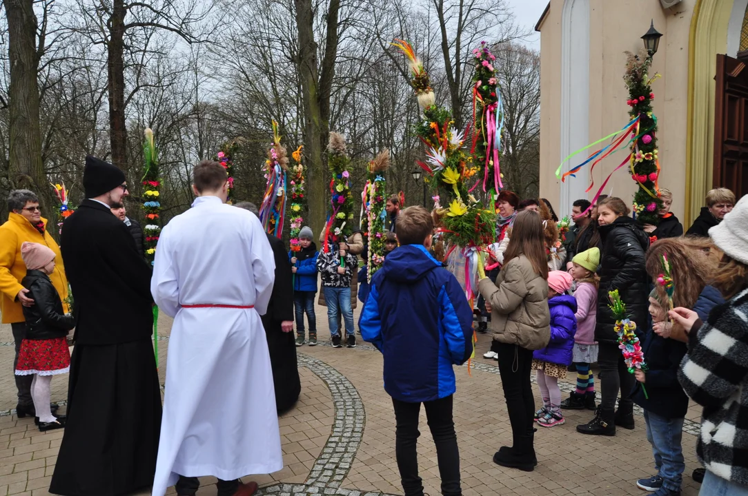 Parafianie w Przecławiu świętowali z pięknymi palmami własnego wykonania