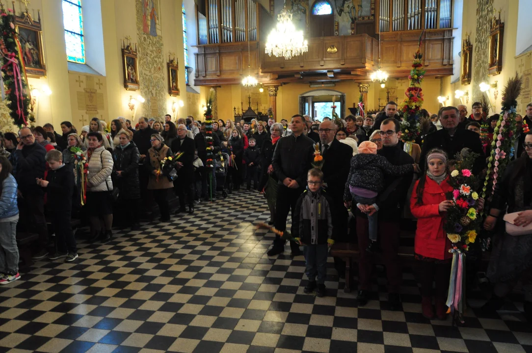 Parafianie w Przecławiu świętowali z pięknymi palmami własnego wykonania