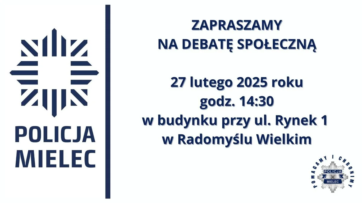 Plakat na debatę policyjną.