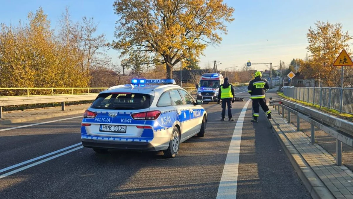 Wypadek motocyklisty w Majdanie Królewskim