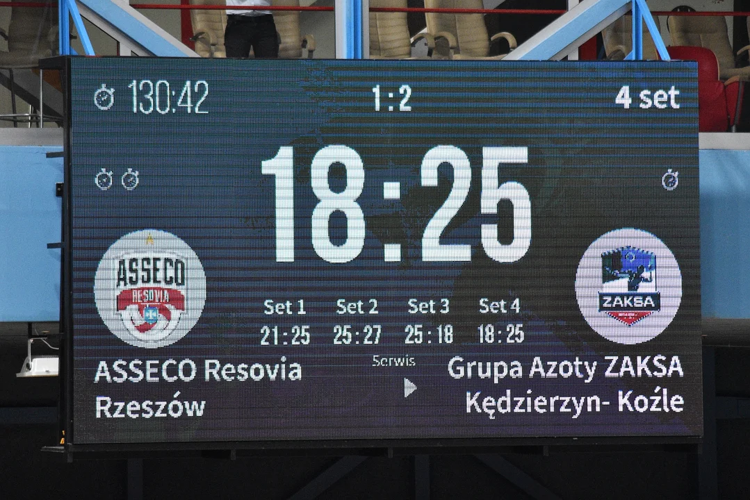 Drugi półfinałowy mecz siatkarskiej PlusLigi: Asseco Resovia Rzeszów - Grupa Azoty ZAKSA Kędzierzyn-Koźle (1:3)