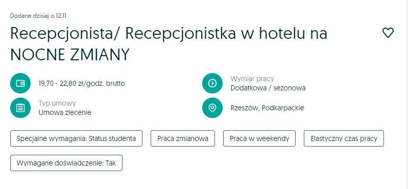 Hotel - recepcjonista/tka