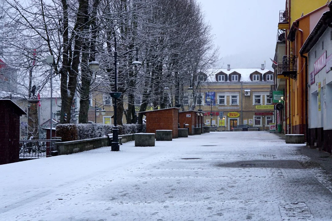 Ustrzyki Dolne w zimowej scenerii