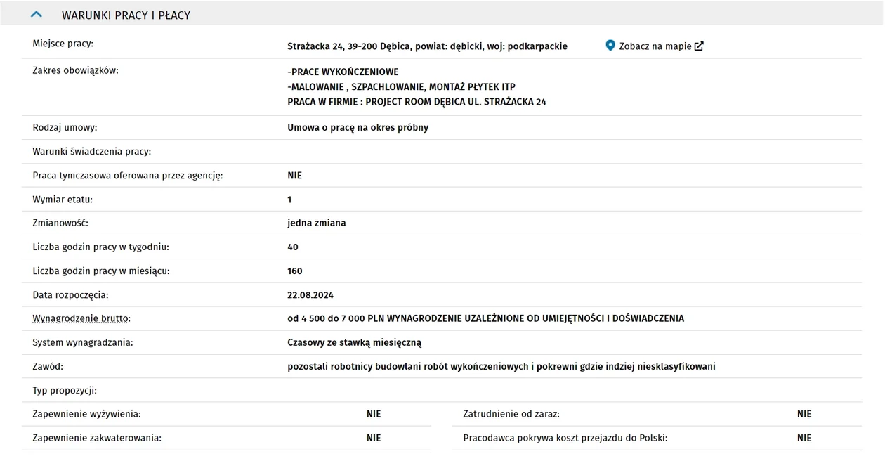 Oferta pracy: PRACOWNIK PRAC WYKOŃCZENIOWYCH