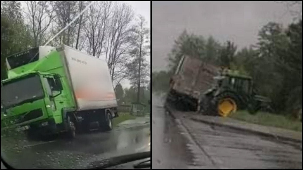 Samochód dostawczy wypadł z drogi i zatrzymał się w rowie  - Zdjęcie główne