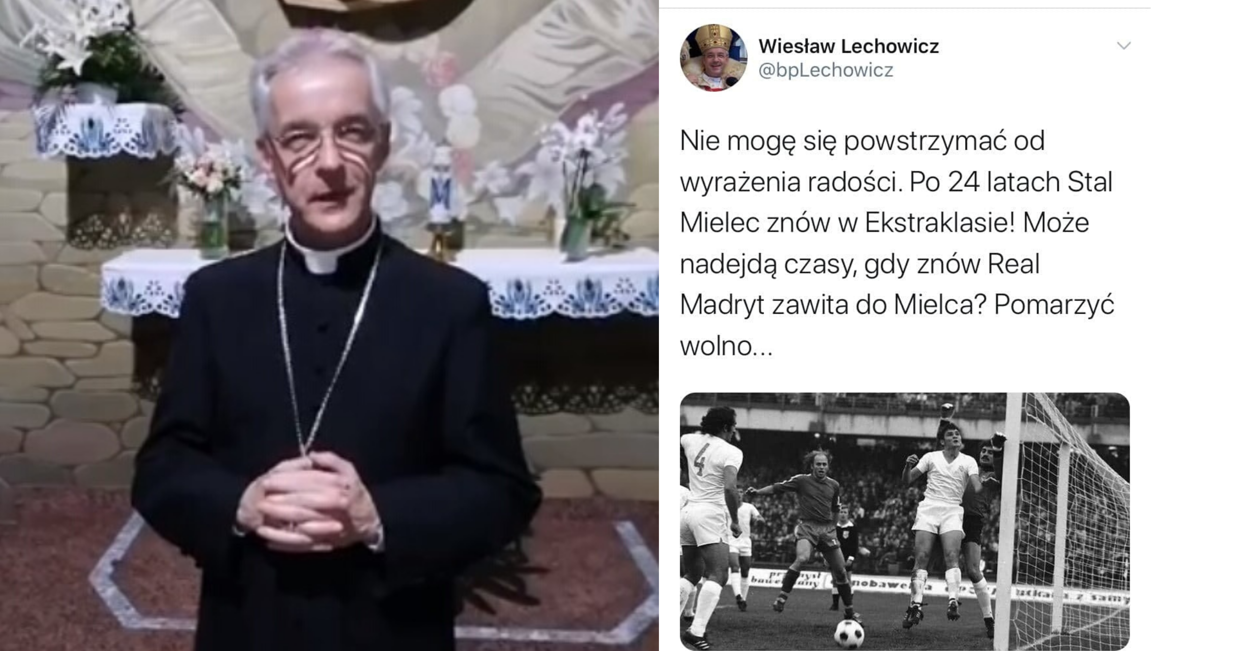 Biskup Wiesław Lechowicz cieszy się z awansu mieleckiej Stali - Zdjęcie główne