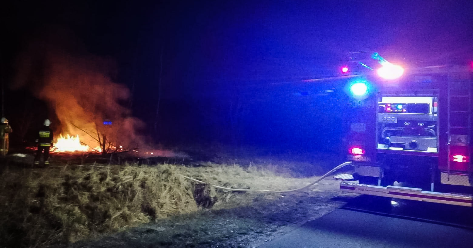 Pożar trawy i gałęzi na skraju lasu [FOTO] - Zdjęcie główne