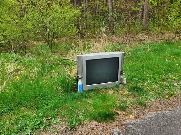 Wysypiska śmieci w podmieleckich lasach. Można znaleźć nawet... telewizor [ZDJĘCIA] - Zdjęcie główne