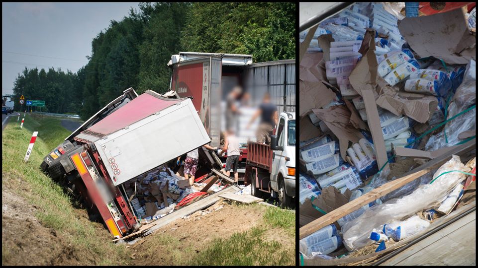 Tir wylądował w rowie. Wiózł 6 ton ładunku [FOTO, VIDEO] - Zdjęcie główne