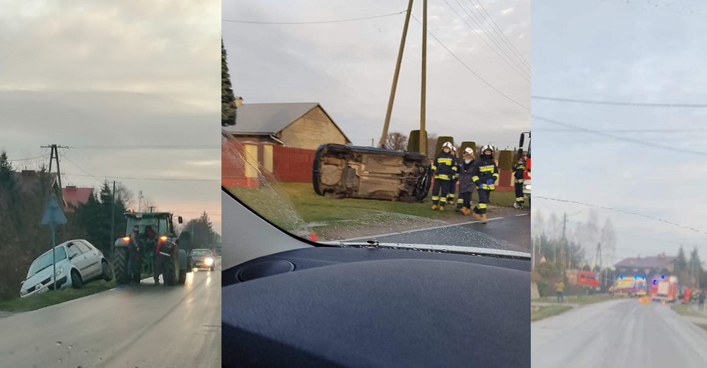 Szklanka na drogach! Kilka kolizji, samochody w rowach - Zdjęcie główne