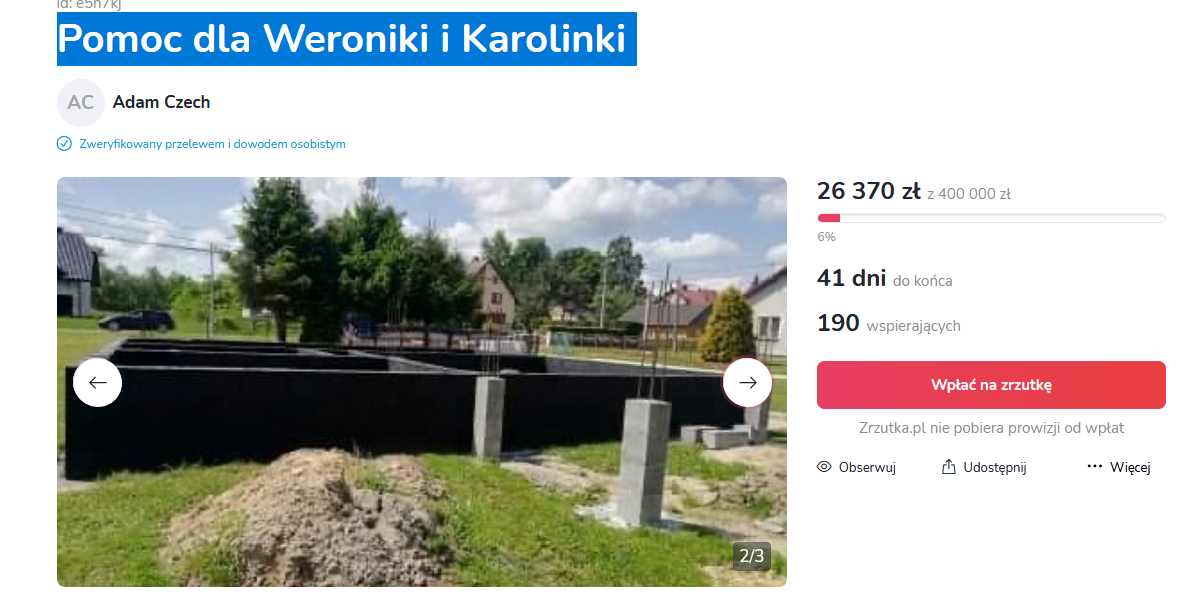 Pomoc dla Weroniki i Karolinki 