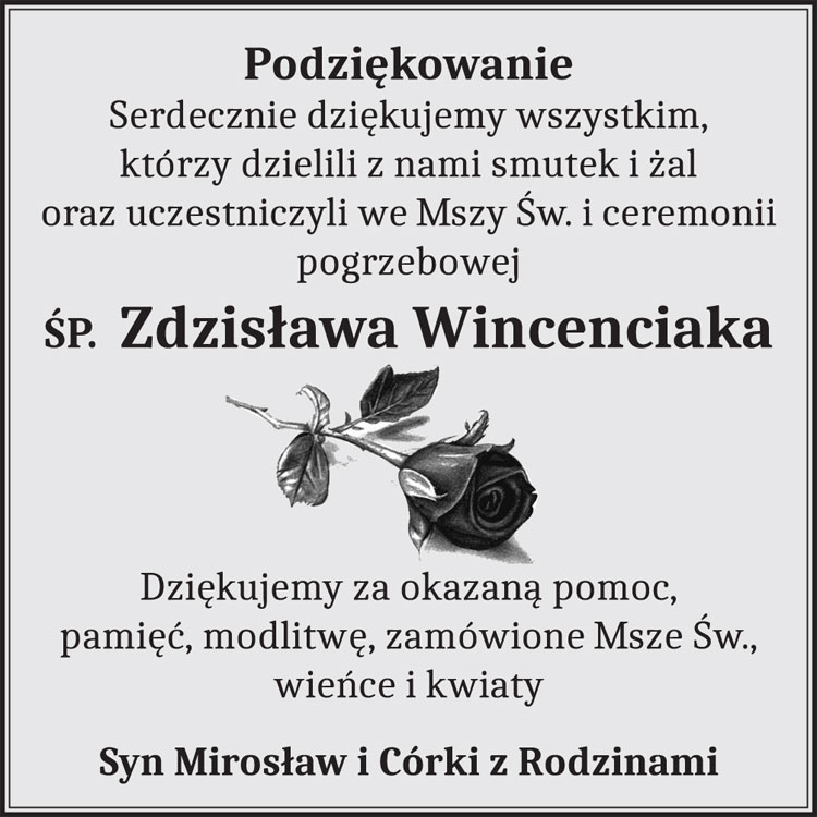 Ś.P.  Zdzisław Wincenciak - Zdjęcie główne