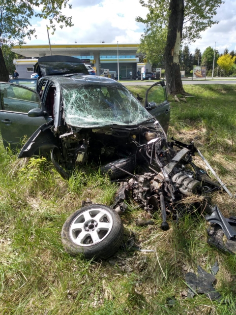 REGION: Wypadł z drogi i roztrzaskał auto  - Zdjęcie główne