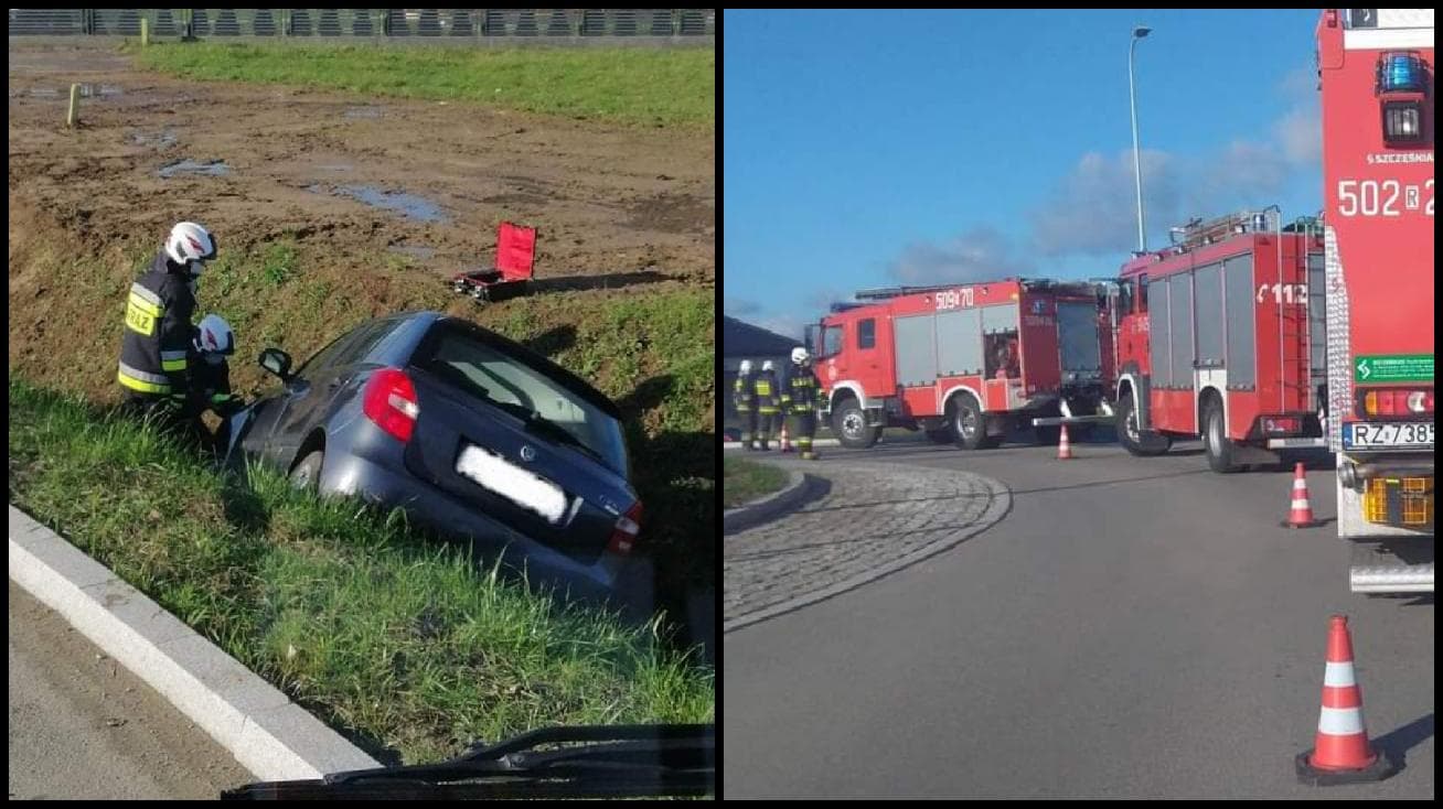 Auto w rowie. Dwie osoby ranne - Zdjęcie główne