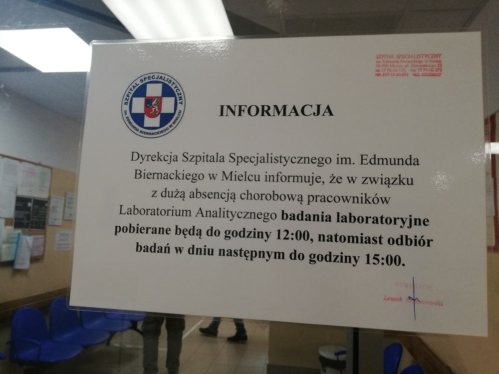 Mieleccy laboranci ze szpitala chorują. Czy to akcja protestacyjna?  - Zdjęcie główne