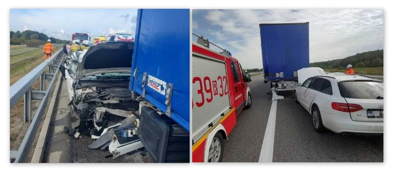 Wypadek na autostradzie A4. W zderzeniu audi z ciężarówką ranne zostało dziecko - Zdjęcie główne
