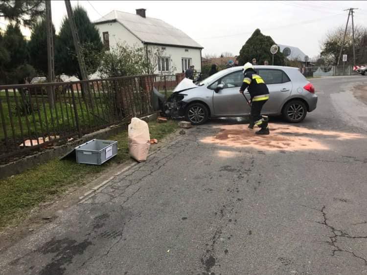 Auto wypadło z drogi i uderzyło w płot - Zdjęcie główne